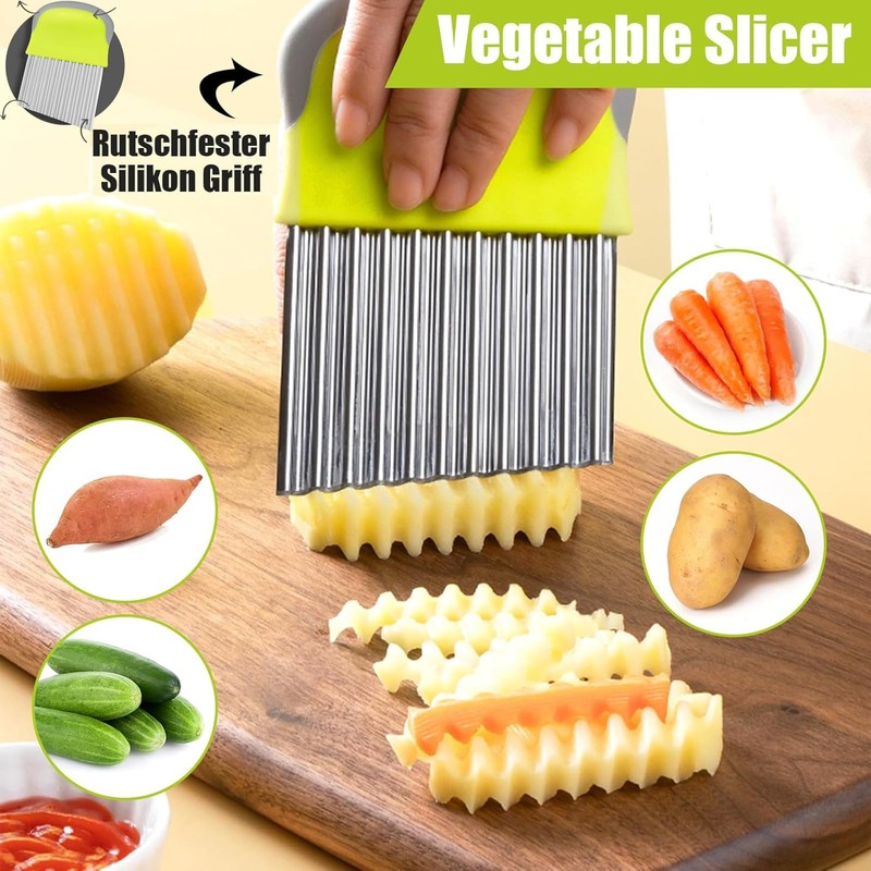 YUNYU Stainless Steel Crinkle Chip Cutter - Potato Chipper &