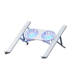 Fahgaer Foldable Laptop Stand with Cooling Fan, Cooler Pad for Tablet - Enhanced Cooling Support and Portable Design C Gray