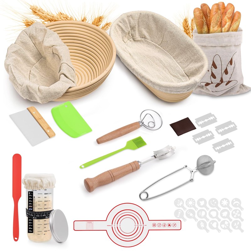 Sourdough Starter Kit, Sourdough Bread Baking Supplies, Bread Proofing Basket,