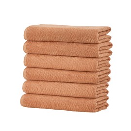 Great Bay Home Orange Hand Towels - 100% Cotton 6 Pack 26x16 Hand Towel Set - Absorbent, Quick-Drying, Durable Towels for Handroom Decor - Low-Twist, Two-Ply Fibers (Clay)