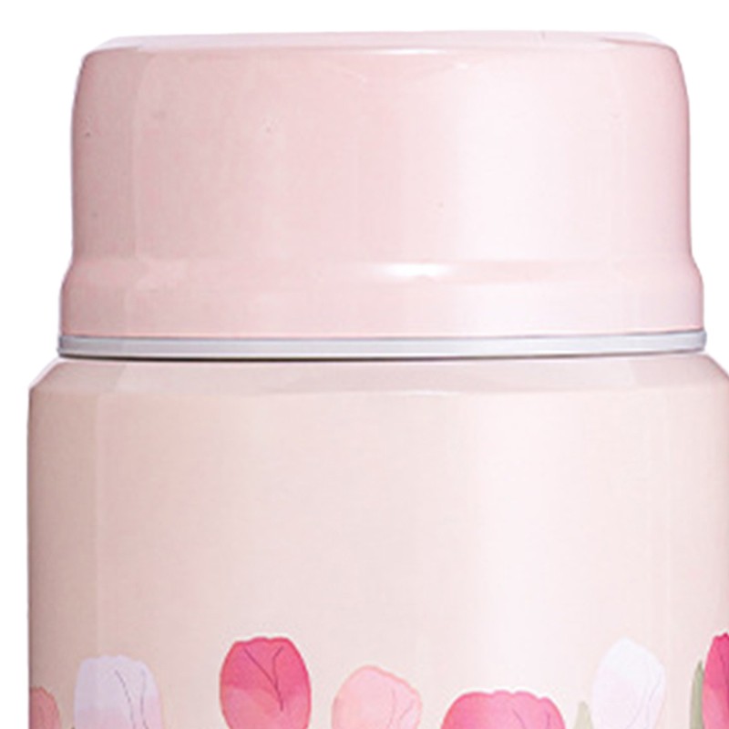 Insulated Food Jar Flower Pattern 450ML Capacity Stainless Steel Portable