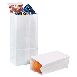 Paper Lunch Bags, Paper Grocery Bags, Durable Kraft Paper Bags, Perfect Durable Paper Lunch Bags Size Pack of 500 Bags (white, 5)