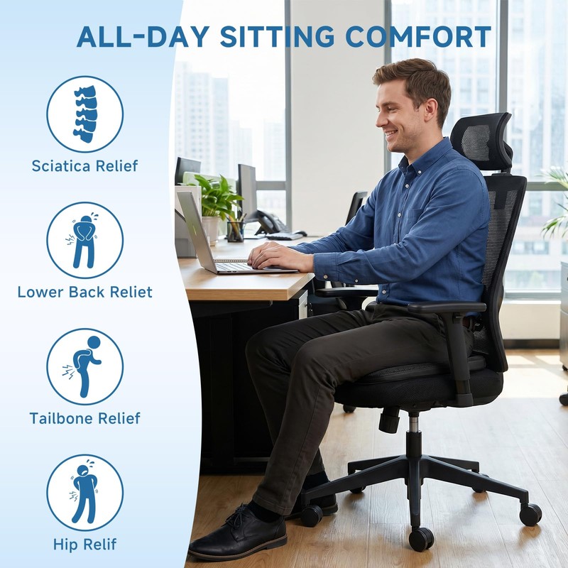 OLYDON Large Seat Cushion for Car Memory Foam Car Seat
