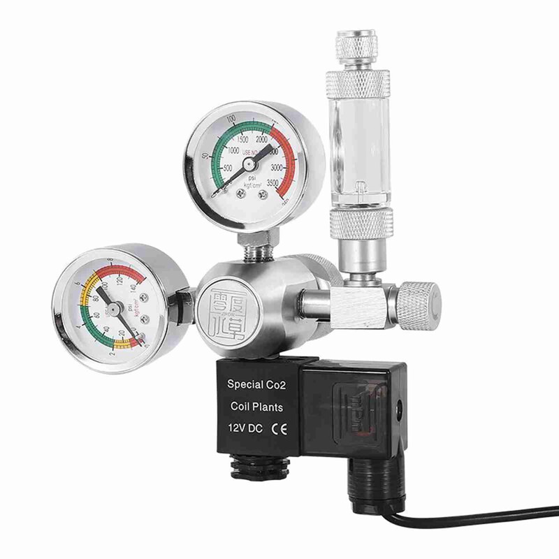 CO2 Regulator Silent Water Resistant Dual Gauges Design Aquarium CO2