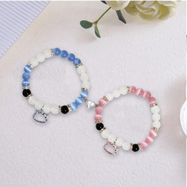 Wnddle Matching Bracelets for Couples, Best Friends, Pack of 2 Magnetic Couples Bracelets, Spider Kitty Magnetic Couples Bracelets, Long Distance Relationship Bracelets, Matching Bracelets,, Crystal,