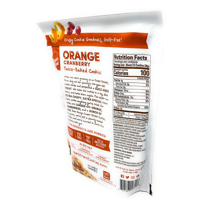 COOPER STREET BAKERY Orange Cranberry Cookies, 5 OZ