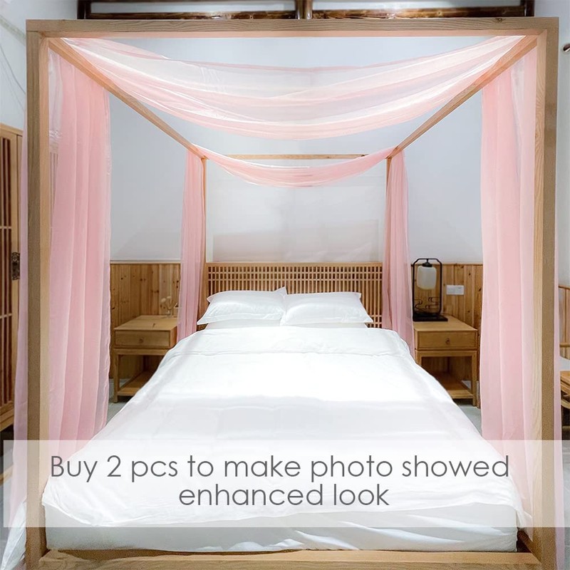 Linentalks Rose Pink Canopy Bed Scarf for Twin Bed, Luxury