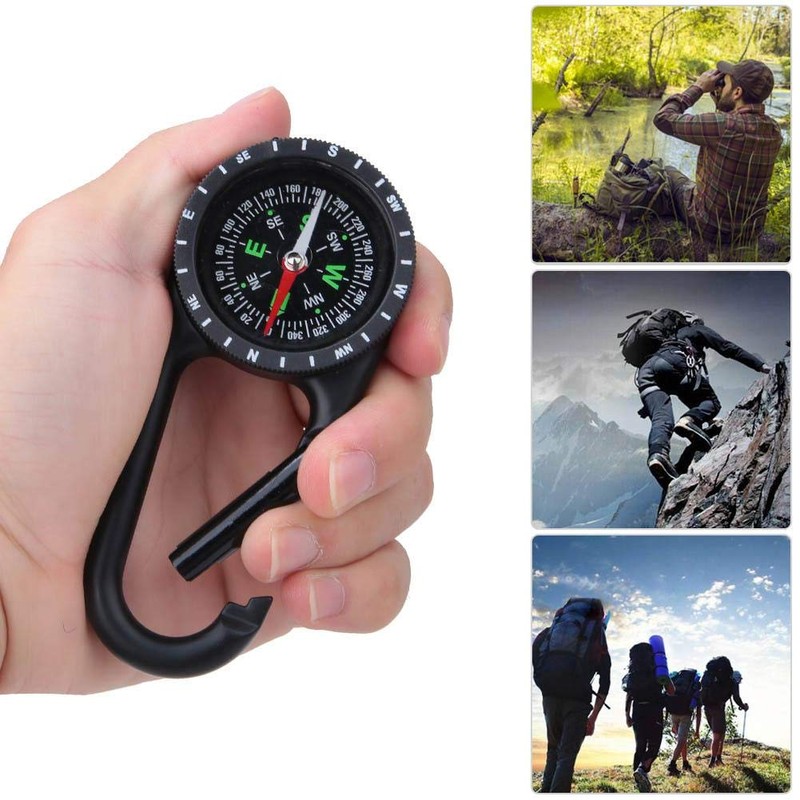 Delaman Carabiner Compass, Zinc Alloy Portable Carabiner Compass with Graduated