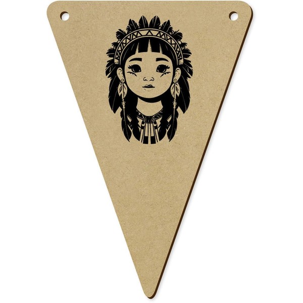 5 x 140mm 'Native American Girl' Wooden Bunting Flags (BN00080638)