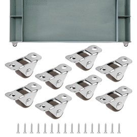 8 Pack Caster Wheels, Little Rubber Rolling Wheel with Steel Top Plate Metal Fixed Plate, Rubber Heavy Duty Braked Castor Wheels for Small Appliances Furniture DIY Project(8PCS)