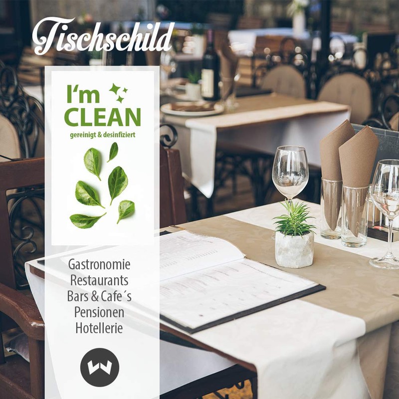 Table disinfected, hygiene and guest instructions for catering and solariums,