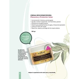 Crema Rejuvenecedora Placenta y Protector Solar Florigan® 350grs.