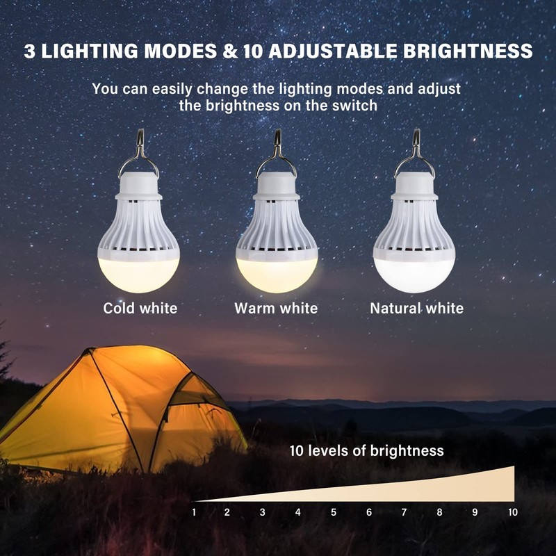 Outdoors USB LED Lamp Warm/White/Warm White Light Adjustable Brightness Hook