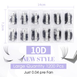 10D Premade Fans Eyelash Extensions 1200PCS Pre Made Fans Lashes 0.07mm C Curl Mixed 9-20mm Handmade Loose Volume Lash Extension Premade Lash Fans (1200-10D-0.07-C-920)