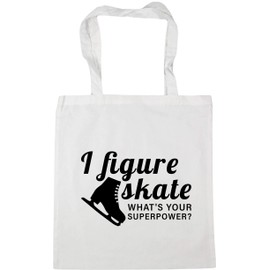 Hippowarehouse I figure skate what's your superpower? Tote Shopping Gym Beach Bag 42cm x38cm, 10 litres