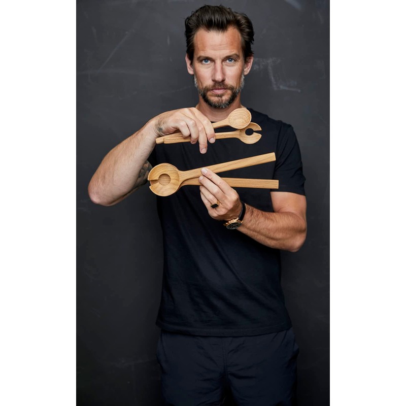 BITZ Salad Servers 32 cm Oak