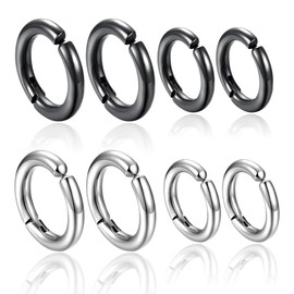 QEXUJOW Earrings for Men Stainless Steel Hoop Earrings Set Earrings Men Women Cartilage Spiral Piercing Ears Fashion Hoop Earrings Men Women Black Earrings (4 Pairs)