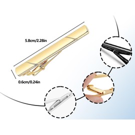 KAPSING Pack of 3 Men's Tie Clips, Copper Tie Clips, Thin Business Style Tie Clips (Gold/Silver/Black), Non-Precious Metal, Cinnabar