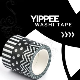 Jumble and Co Yippee Stationery Washi Tape - Black & White (Set of 3) Spots and Stripes