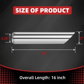 LCGP 2.25 Inch Inlet Exhaust Tip, 2.25" Inlet 3.0" Outlet 16" Overall Length Polished Stainless Steel Diesel Exhaust Tip for 2 1/4 Inch OD Tailpipe, Angle Cut, Weld On DT-243016AC