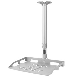 2-Be-Best Projector Ceiling Mount with Tray, 14.4-23.6IN / 37-60CM Height Adjustable Projector Tray Mount 360° Rotation Ceiling Projectors Mount Universal Projectors Shelf Upgraded Silver