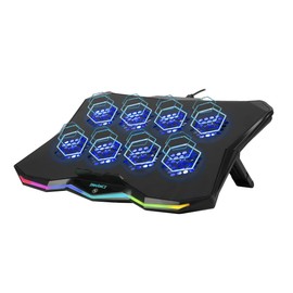 ENHANCE Infiltrate 3 Laptop Cooling Pad with RGB Lights - Gaming Cooler Stand with 8 Ultra-Quiet Fans, 7-Angle Adjustable, Dual USB Hub, Metal Cooling Plate for 13-17.3" Gaming Notebooks