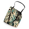 Teal Black Creme Leopard Pattern Boho Style Pattern Tote Bag