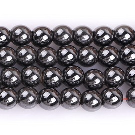 GEM-Inside Natural 6mm Magnetic Black Hematite Round Gemstone Semi Precious Loose Beads for Jewellery Making 15''