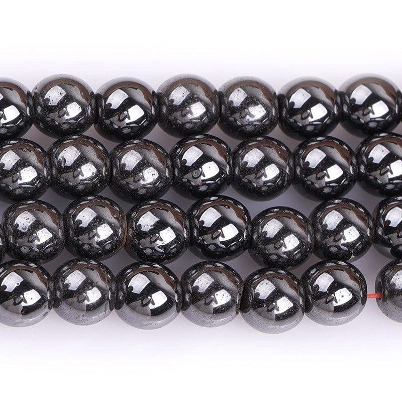 GEM-Inside Natural 6mm Magnetic Black Hematite Round Gemstone Semi Precious