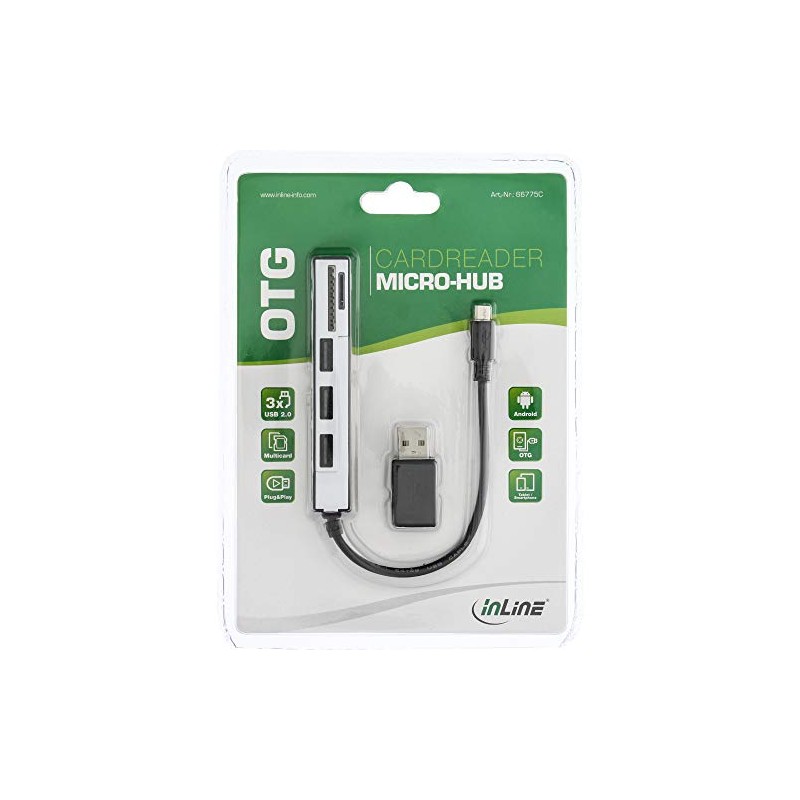InLine® 66775 °C USB OTG Card Reader 3 Port USB