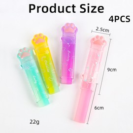 4 Pcs Cute Erasers Sliding Retractable Pencil Erasers Rubbers with Cat Paw Plastic Sleeve Cute Jelly Erasers for School Office Clean Erase Erasers for Kids