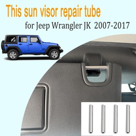 WLORYB Sun Visor Repair Kit for Jeep Wrangler JK JKU 2007-2017,Stainless Steel Visor Repair Tubes Compatible with Driver & Passenger Side Sun Visor,4Pack