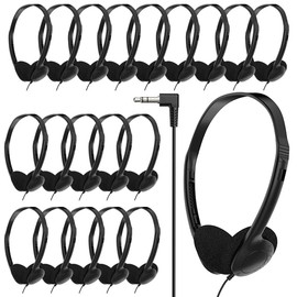 HOTKUDO Bulk Headphones for Classroom, 20 Pack Class Set of Headphones Bulk with 3.5 mm Plug, Fit for Computer, Latop, Schools, Libraries, and Kids