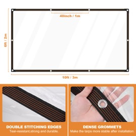 6ft x 10ft Clear Waterproof Tarp, Heavy-Duty Transparent Polyethylene Cover for Greenhouse, Outdoor Plant Protection, and Weatherproof Shelters – UV Resistant, Reinforced Edges, Tear-Resistant