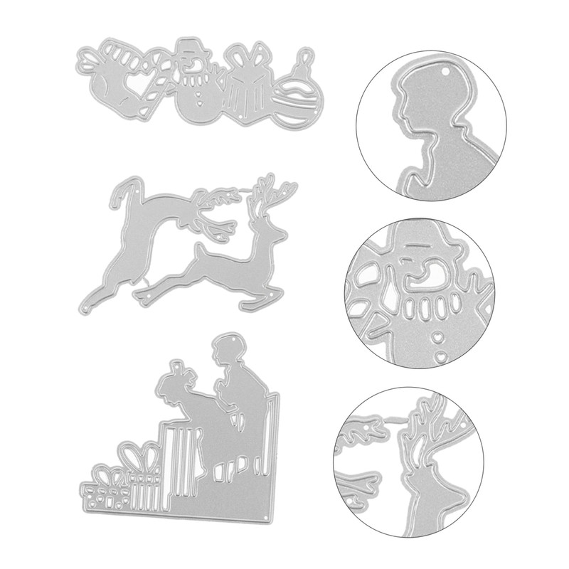 CORHAD 3Pcs Christmas Themed Cutting Dies Durable DIY Craft Stencils