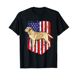American Flag Yellow Labrador Retriever 4th Of July USA T-Shirt