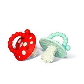 RAZBABY Mordedor de Silicona Suave para Bebés y Niños Mayores de 3 Meses. Chupete con Cerdas Masajeadoras para Aliviar la Dentición. Alivia las Encías Doloridas. Mordedor Manos Libres y Fácil de Sujet