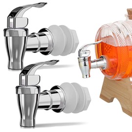 joaoxoko Spigot for Beverage Dispenser,2 Pack Beverage Dispenser Replacement Beverage Faucets Silver Faucets for 2 Gallon, 3 Gallon and 5 Gallon Buckets (silver)