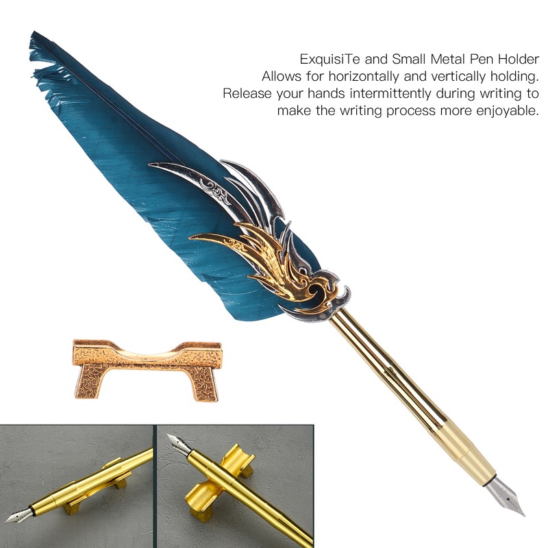 Feather Pen Calligraphy Writing Vintage Set Metal Retro Dip Quill