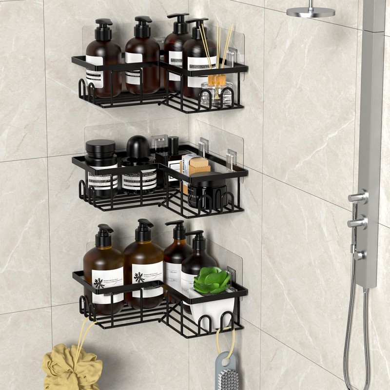 LOOBOV Shower Caddy Corner, 3-Pack Rustproof Shower Shelves, Bathroom Caddy