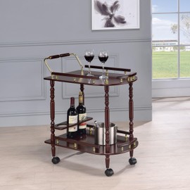 Coaster CO- Serving Cart Accents, Merlot and Brass