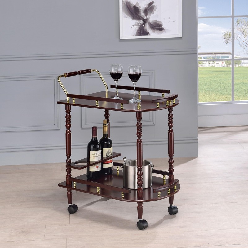 Coaster CO- Serving Cart Accents, Merlot and Brass