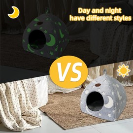 Mooipet Cat Cave Bed for Indoor Cats Cat House Cat Tent with Plush Washable Pillow Foldable Portable Pet Bed 40x40x35cm