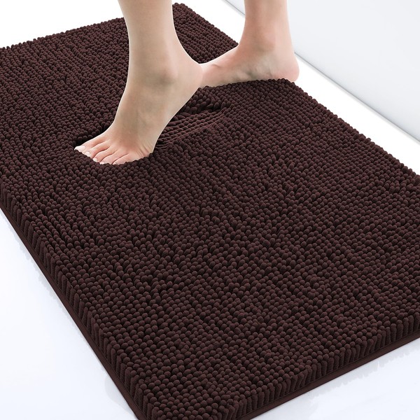OLANLY Luxury Chenille Bath Mat，Extra Soft Fluffy and Absorbent Bathroom