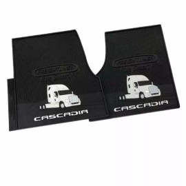 Freightliner Cascadia OEM Black Rubber Floor Mats 2Pc with Gray Logo  2008-2017