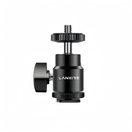 Lanxire Hot Shoe Mount Adapter with Mini Ball Head and 1/4" Screw, Ballhead Tripod for Camera, Camcorder, Smartphone, Webcam, Monitor, Microphone, LED Light - 1 Pack