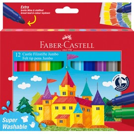 Faber-Castell 154311 - Pack of 12 Jumbo Markers, Multi-Colour, Super Washable