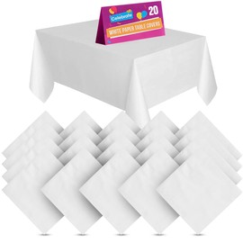 SOL 20pk White Paper Table Covers | Paper Tablecloths for Parties | White Table Cover Disposable Table Clothes For Parties | White Disposable Tablecloths Paper Table Cover | White Paper Table Cloth