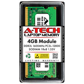 A-Tech 4GB RAM Replacement for Kingston TSB16D3LS1KBG/4G | DDR3/DDR3L 1600MHz PC3L-12800 1Rx8 1.35V SODIMM 204-Pin Memory Module