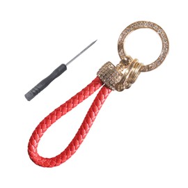 Homaupt Car Key Chain, Anti-Lost Keychain, Universal Key Fob Holder with 360 Degree Rotatable With Bling Rhinestones Red